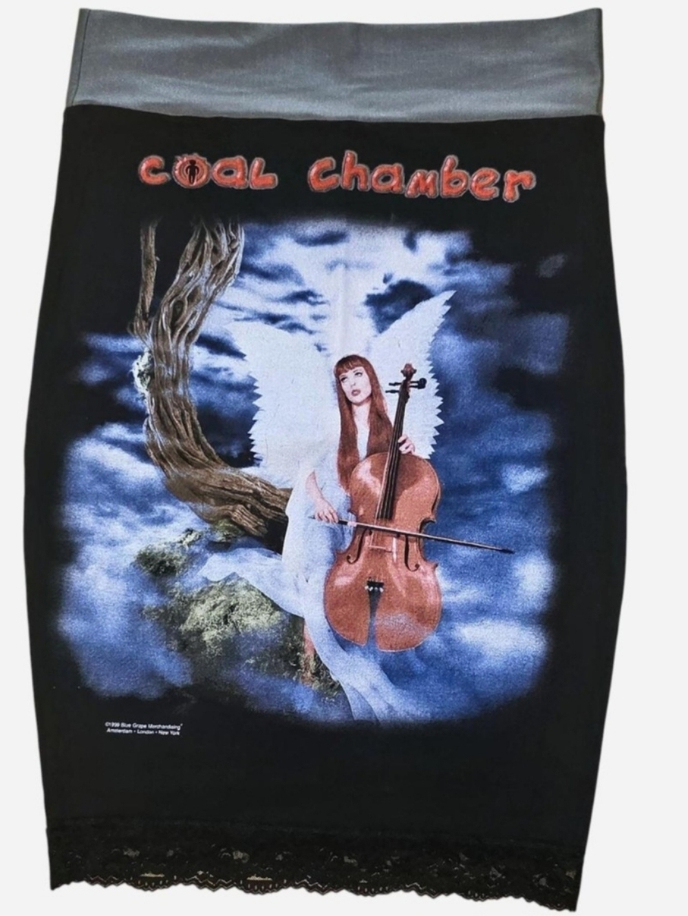 Vintage Coal Chamber Black Midi Skirt w/Lace Trim, Chamber Music, Spookycore